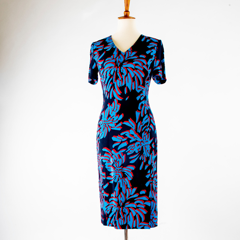 Hugo Boss Blue and Red floral print, Dress